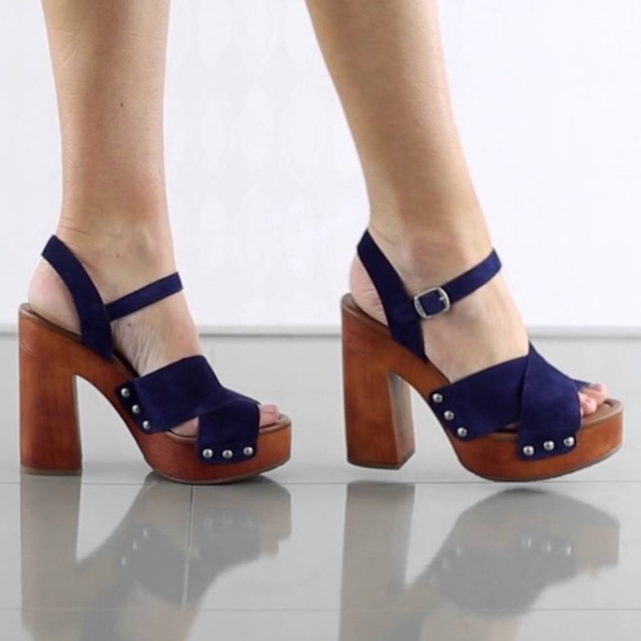 Lucky Brand Shoes - Navy Blue Suede Open Toe Platform Heel Sandal